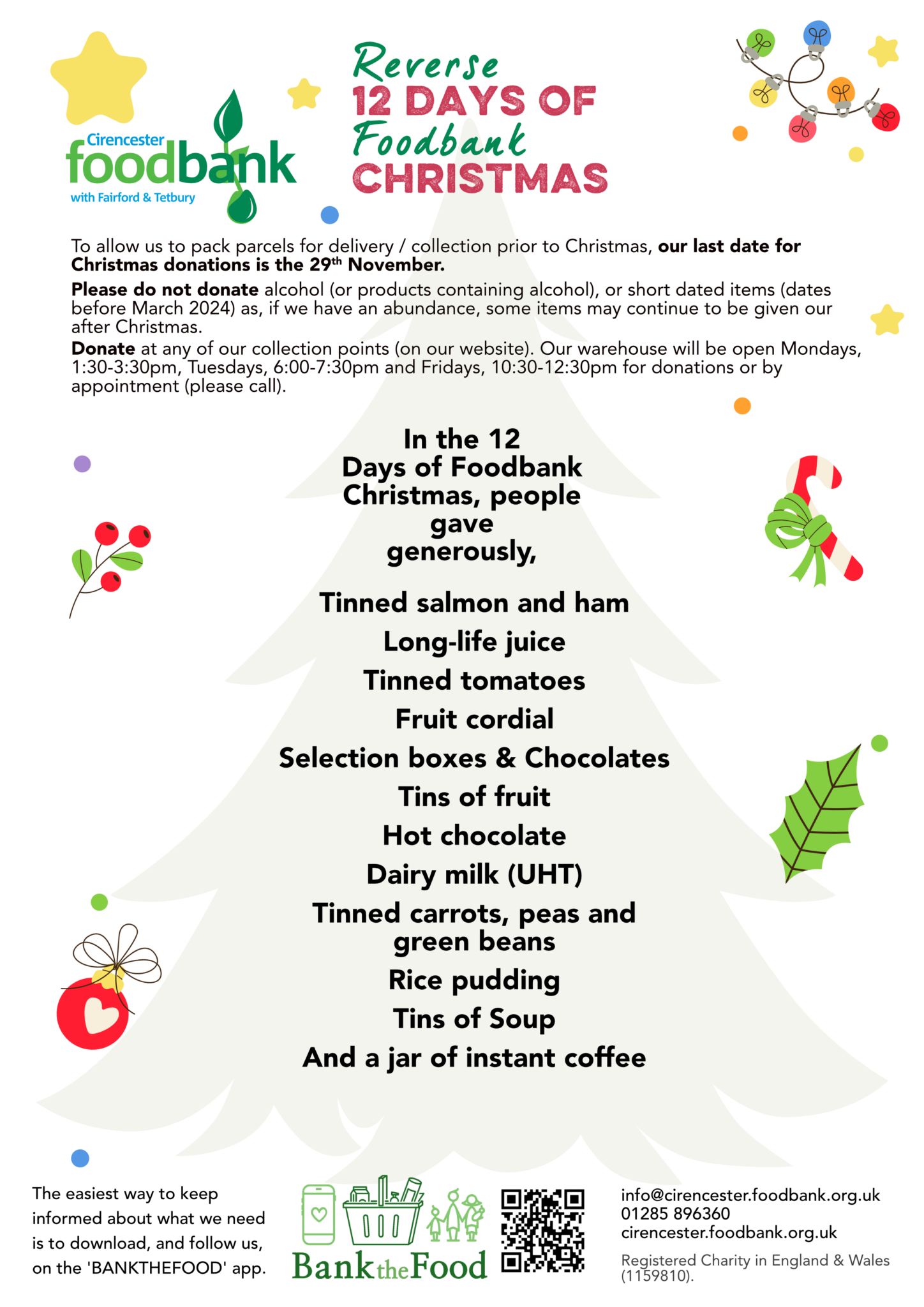 12 days of Foodbank Christmas Cirencester Foodbank